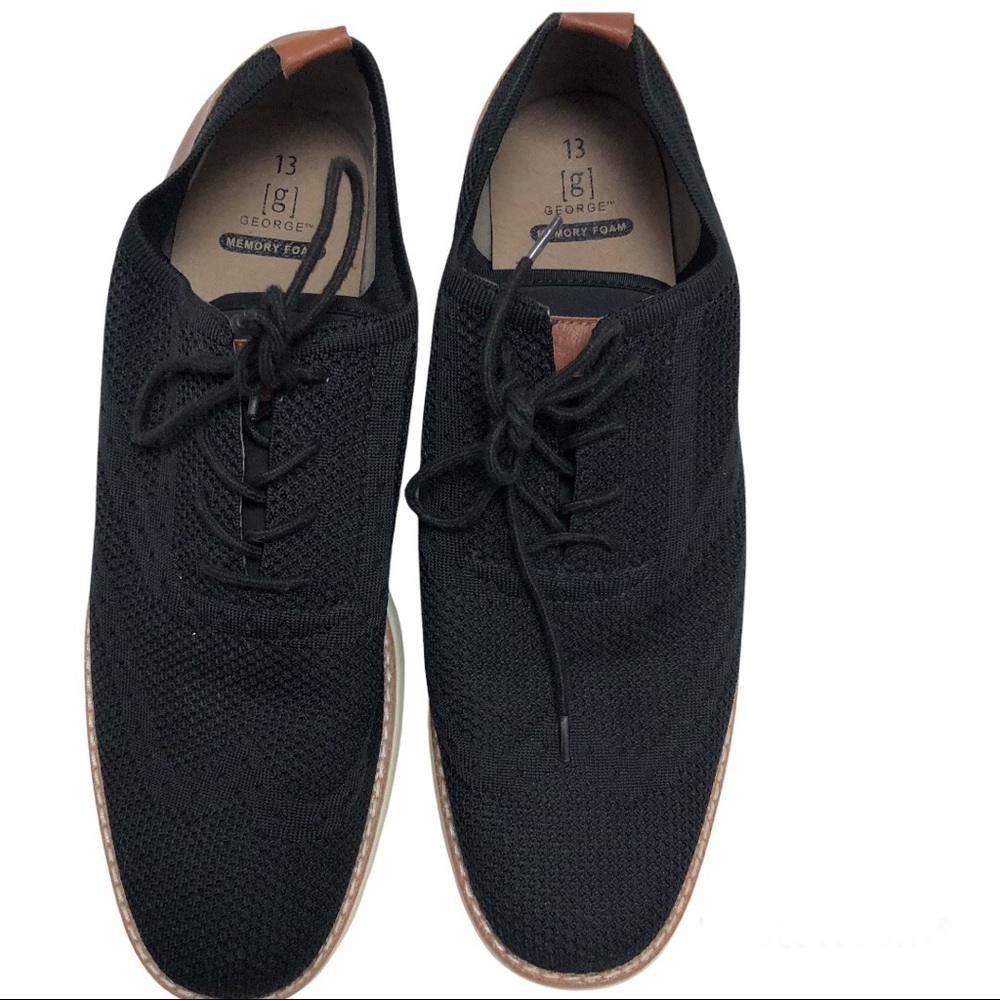 GEORGE MENS BLACK & BROWN LACE UP CASUAL FORMAL SHOES SIZE 13 MEMORY FOAM